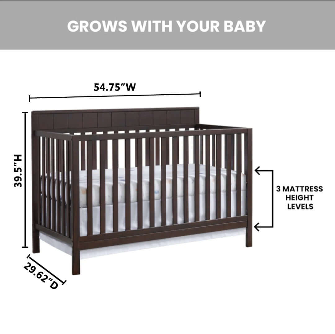 Logan 4-in-1 Convertible Crib - Dimension Image of Logan 4-in-1 Convertible Crib Espresso