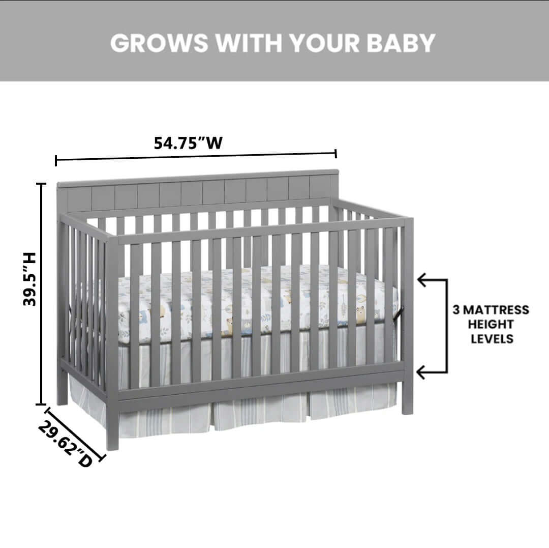 Logan 4-in-1 Convertible Crib - Dimension Image of Logan 4-in-1 Convertible Crib Dove Gray