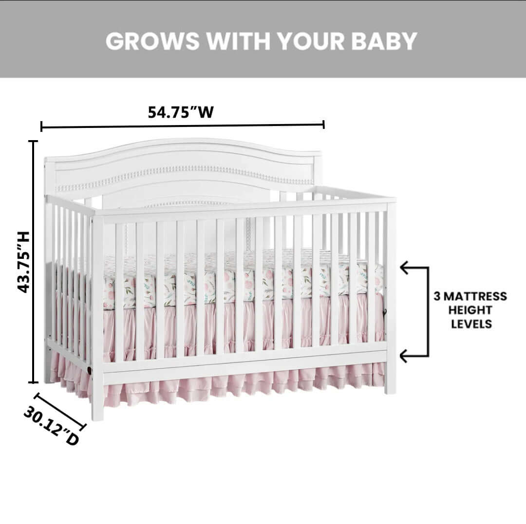Briella 4 In 1 Convertible Crib - Dimension Image of Briella 4 In 1 Convertible Crib White