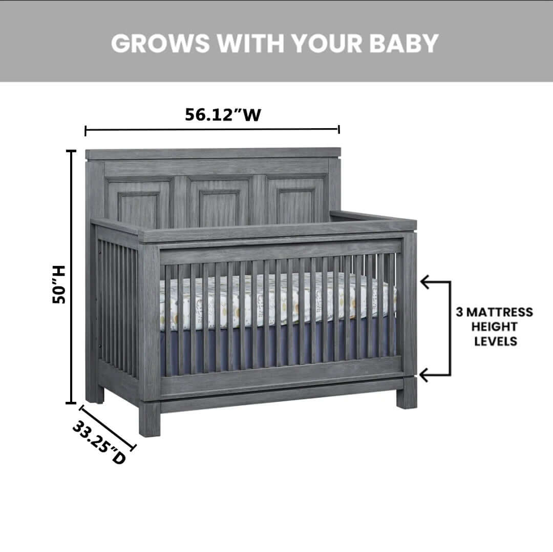 Manchester 4 In 1 Convertible Crib - Dimension Image of Manchester 4 In 1 Convertible Crib Rustic Gray