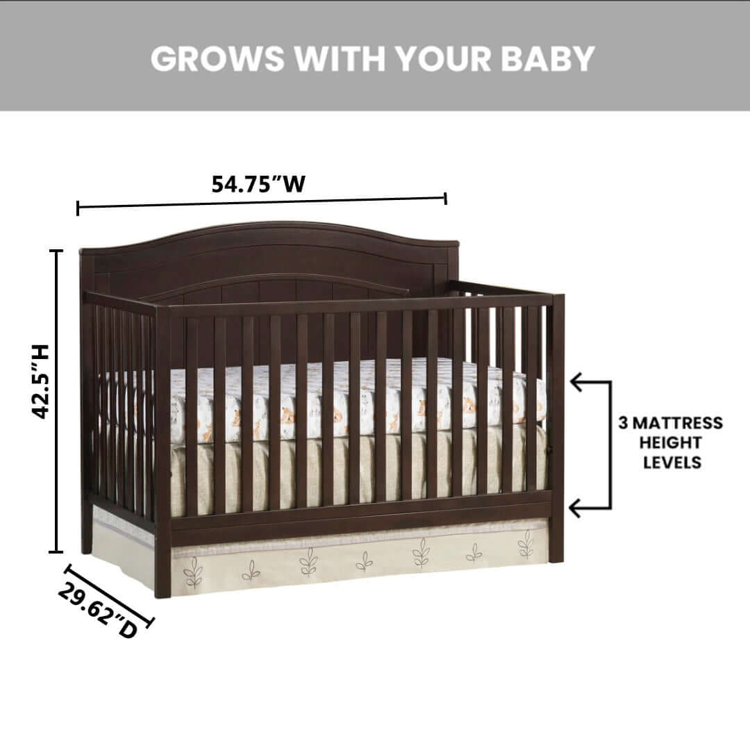 Nolan 4 in 1 Convertible Crib - Dimension Image of Nolan 4 in 1 Convertible Crib Espresso