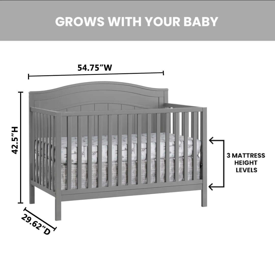 Nolan 4 in 1 Convertible Crib - Dimension Image of Nolan 4 in 1 Convertible Crib Dove Gray