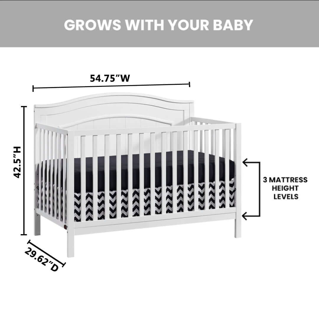 Nolan 4 in 1 Convertible Crib - Dimension Image of Nolan 4 in 1 Convertible Crib Snow White