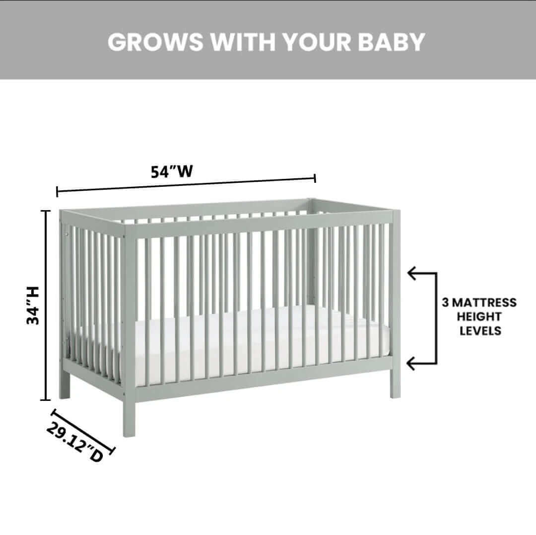 Essential 4 in 1 Island Crib - Dimension Image of 4 in 1 Island Crib Gray