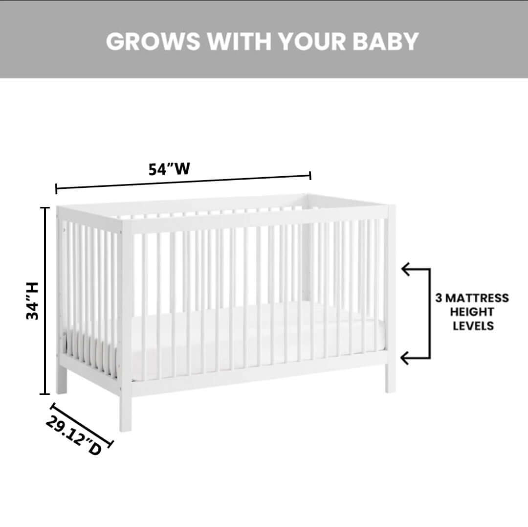 Essential 4 in 1 Island Crib - Dimension Image 4 in 1 Island Crib White