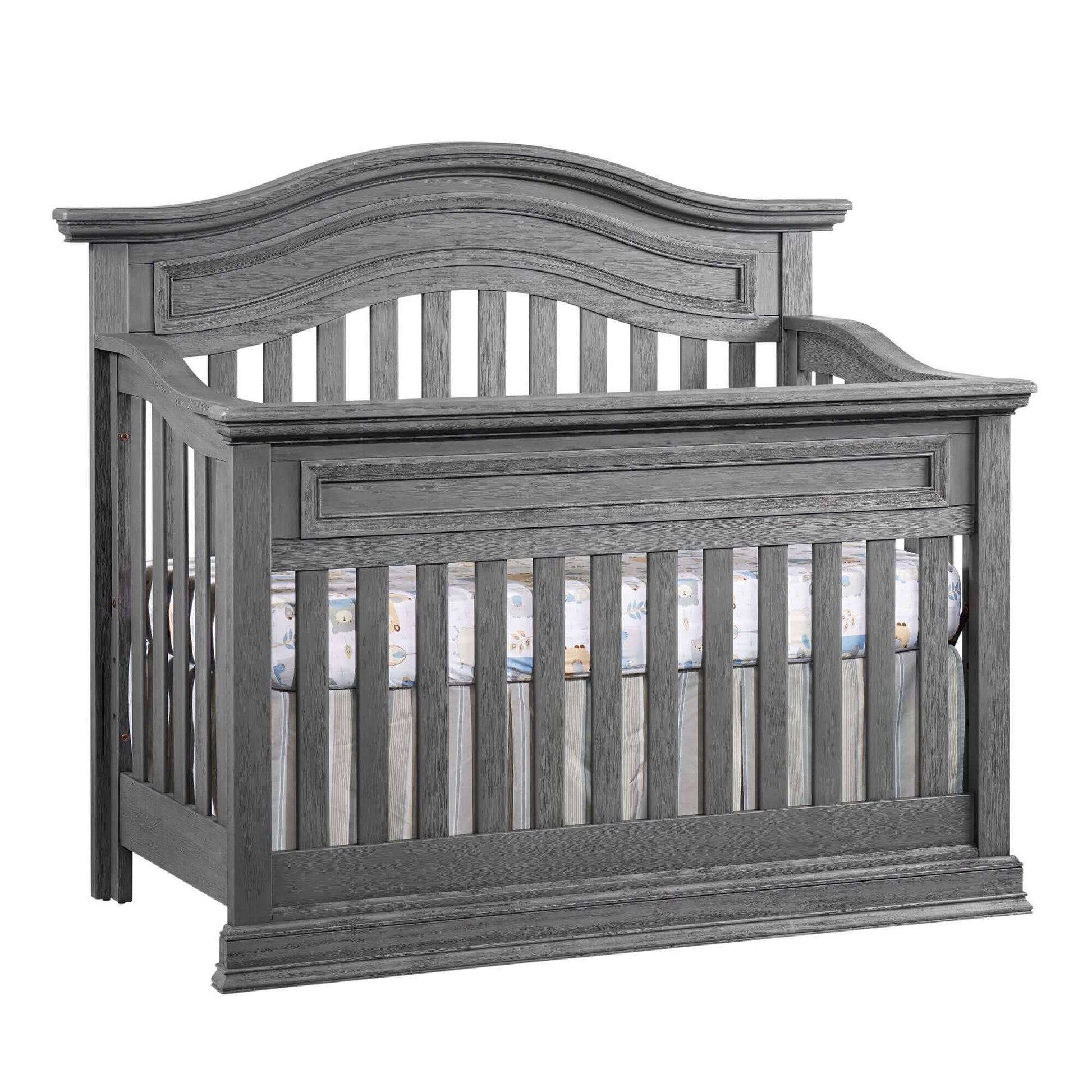 Glenbrook 4-in-1 Convertible Crib - Inclined Side View of Glenbrook 4-in-1 Convertible Crib Graphite Gray
