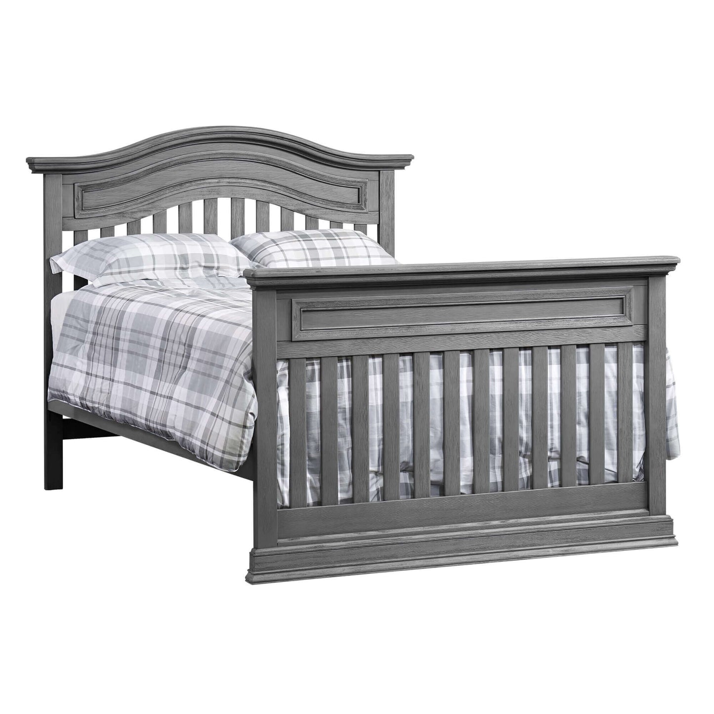 Glenbrook 4-in-1 Convertible Crib - Inclined Side View of Glenbrook Full Sized Bed Graphite Gray