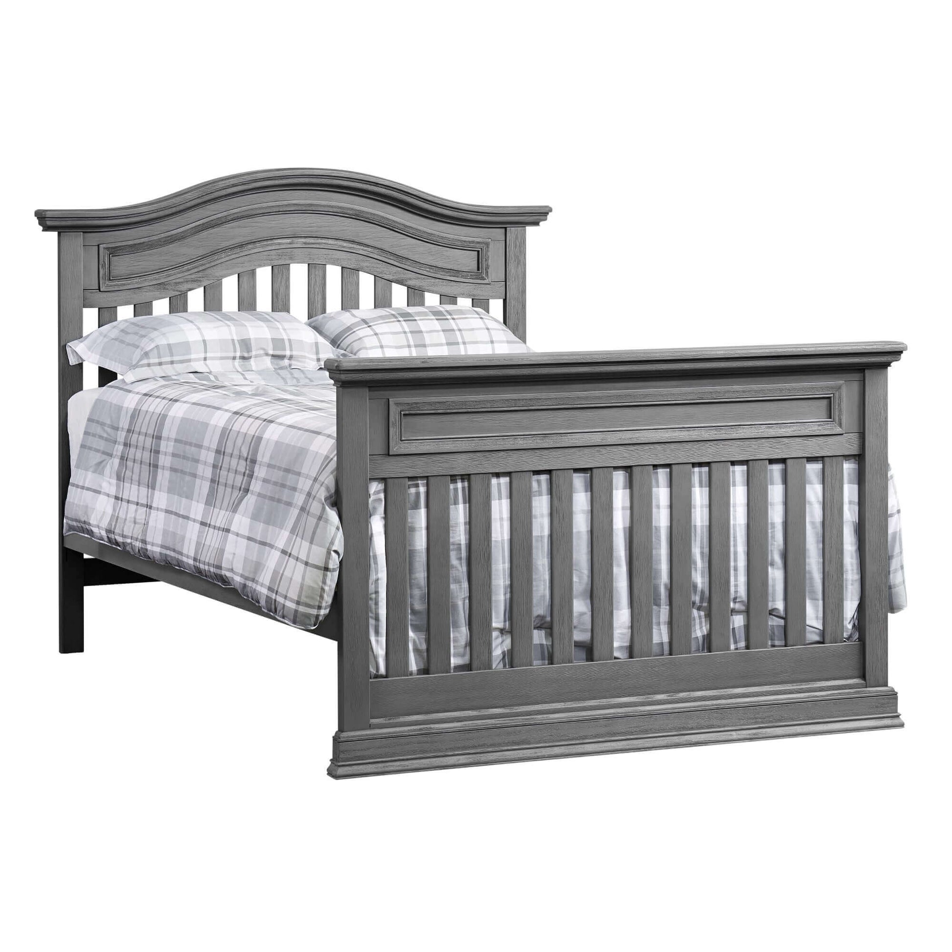 Glenbrook 4-in-1 Convertible Crib - Inclined Side View of Glenbrook Full Sized Bed Graphite Gray