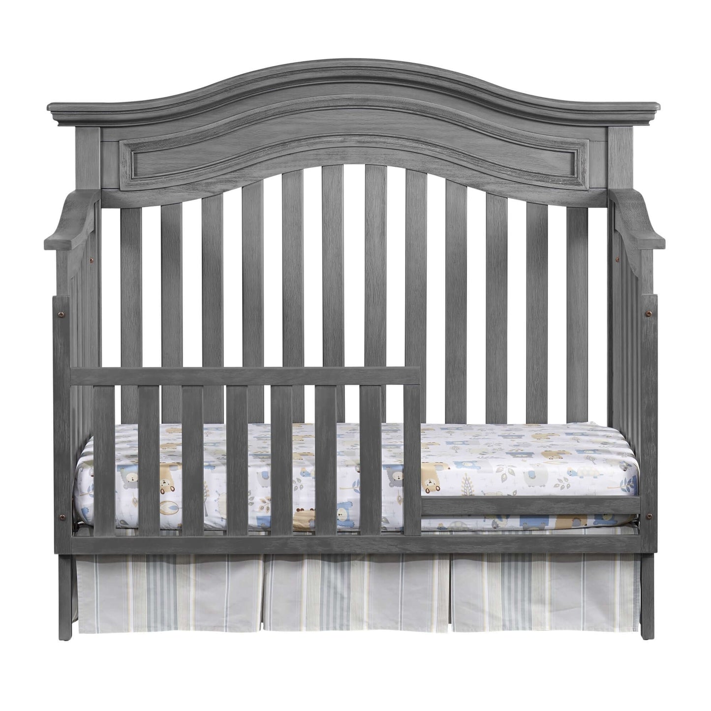 Glenbrook 4-in-1 Convertible Crib - Front View of Glenbrook 4-in-1 Convertible Crib Graphite Gray with Guard Rail
