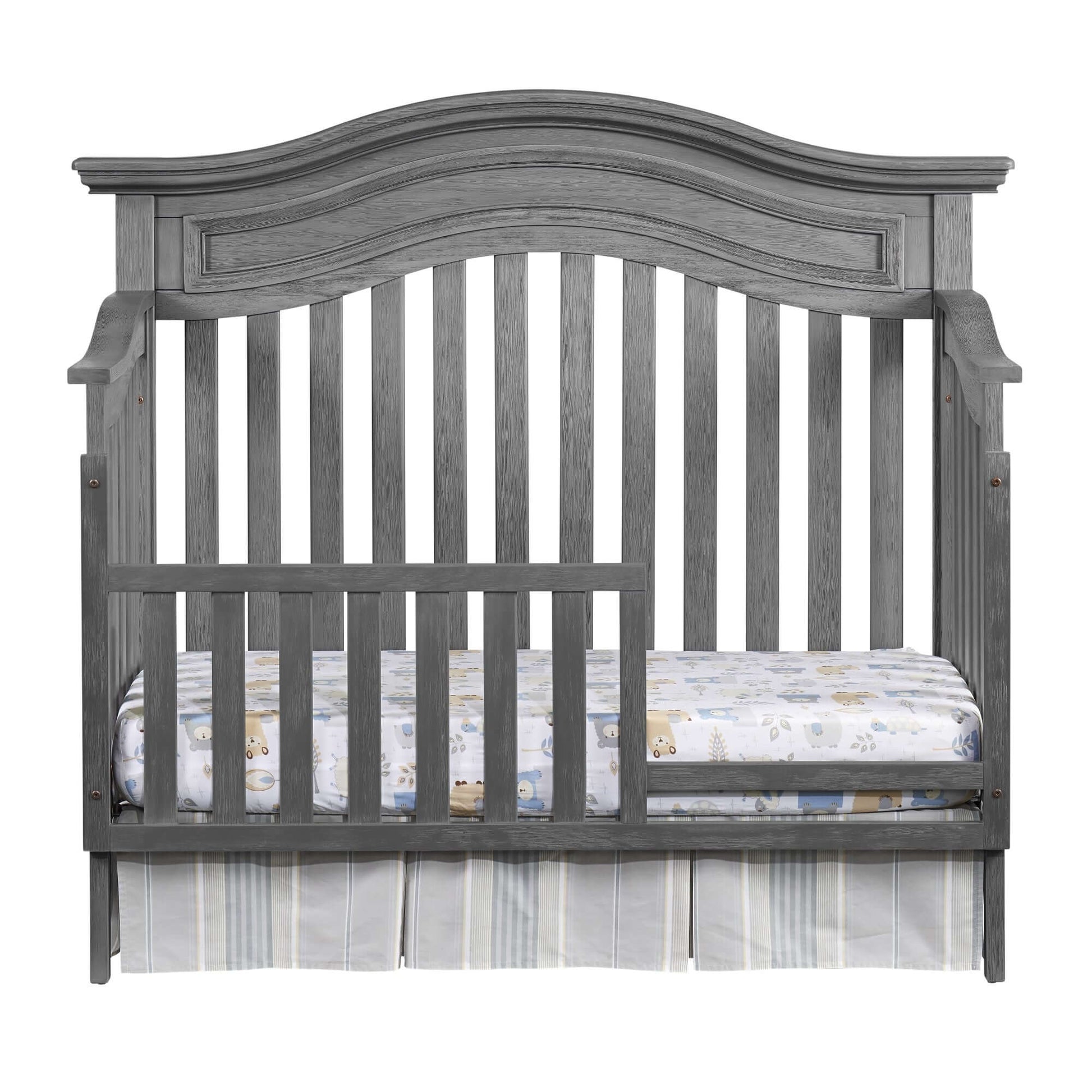 Glenbrook 4-in-1 Convertible Crib - Front View of Glenbrook 4-in-1 Convertible Crib Graphite Gray with Guard Rail