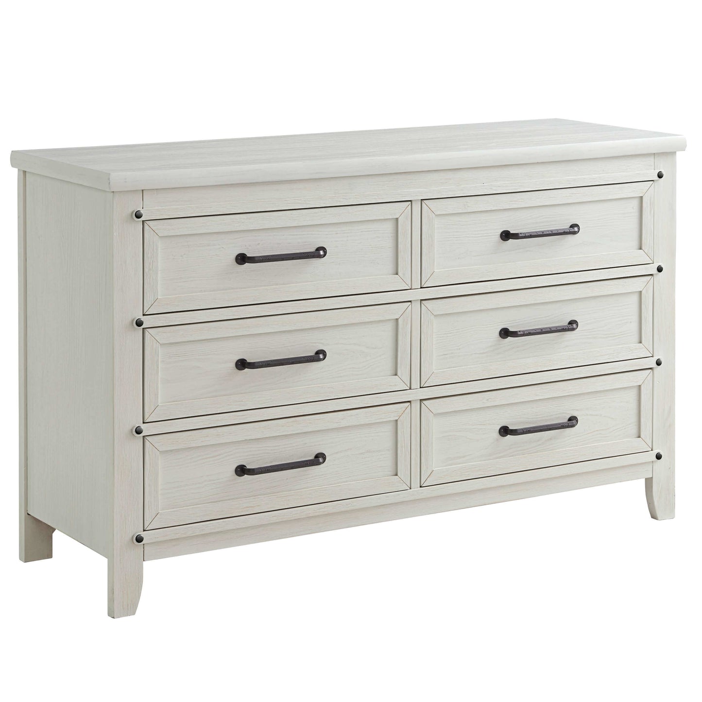 Ellison 6 Drawer Dresser - Inclined Side View of Ellison 6 Drawer Dresser Rustic White