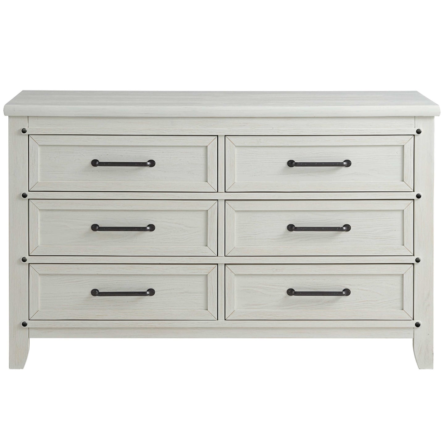 Ellison 6 Drawer Dresser - Front View of Ellison 6 Drawer Dresser Rustic White