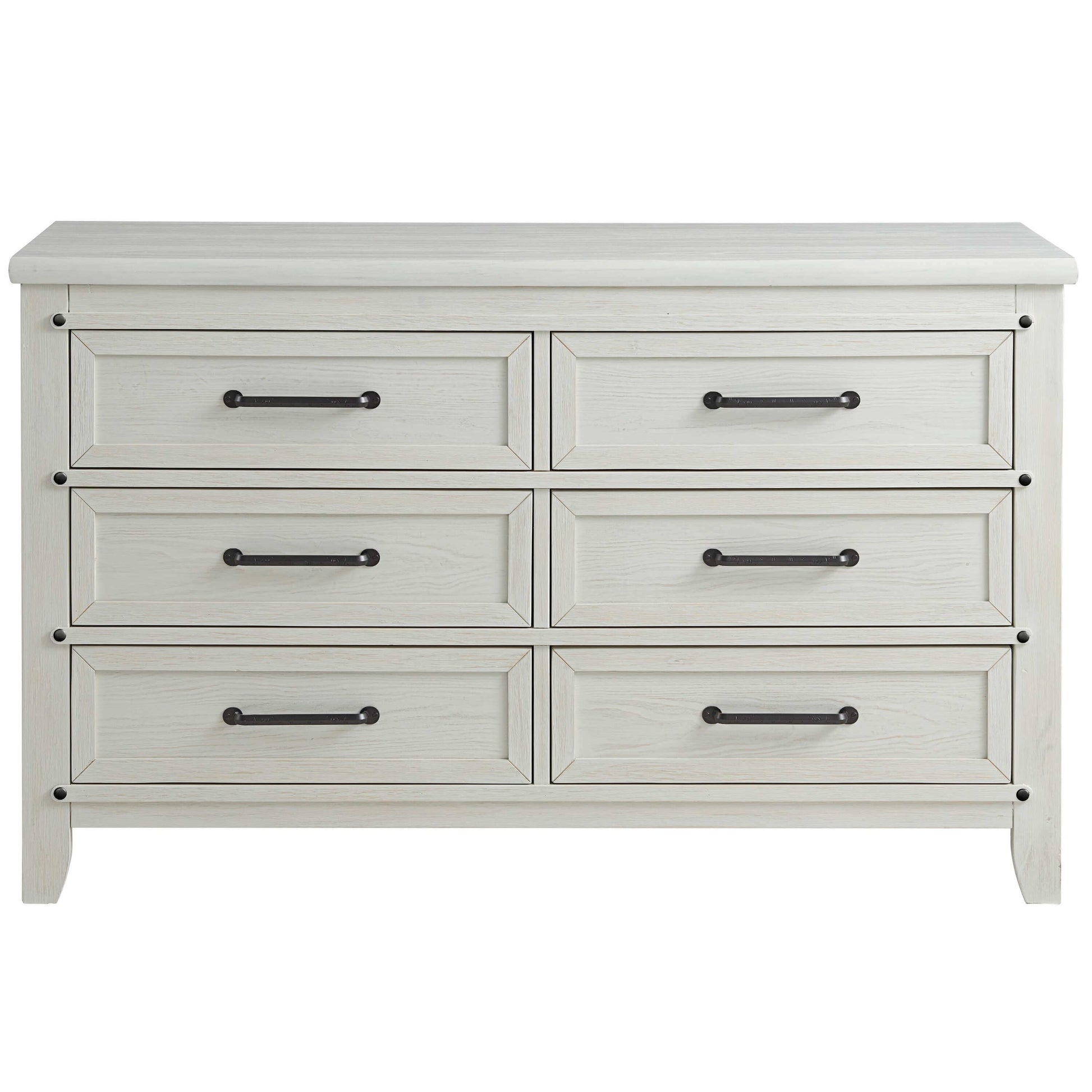 Ellison 6 Drawer Dresser - Front View of Ellison 6 Drawer Dresser Rustic White