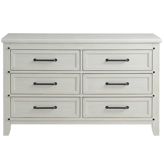 Ellison 6 Drawer Dresser - Front View of Ellison 6 Drawer Dresser Rustic White