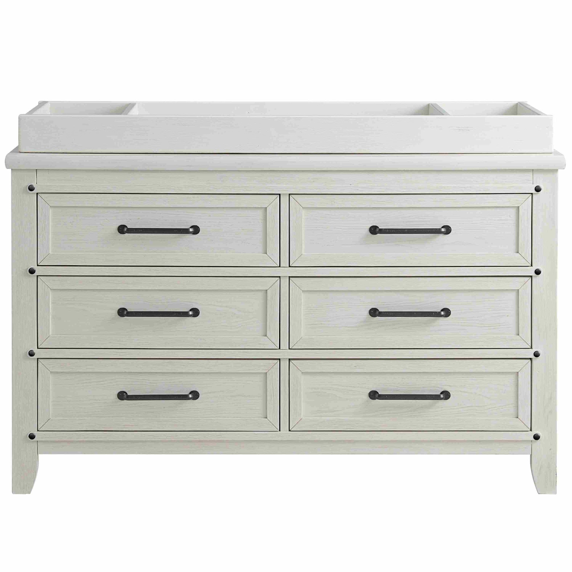 Ellison Changing Topper - Front View of Ellison Changing Topper White on Top of 6 Drawer Dresser