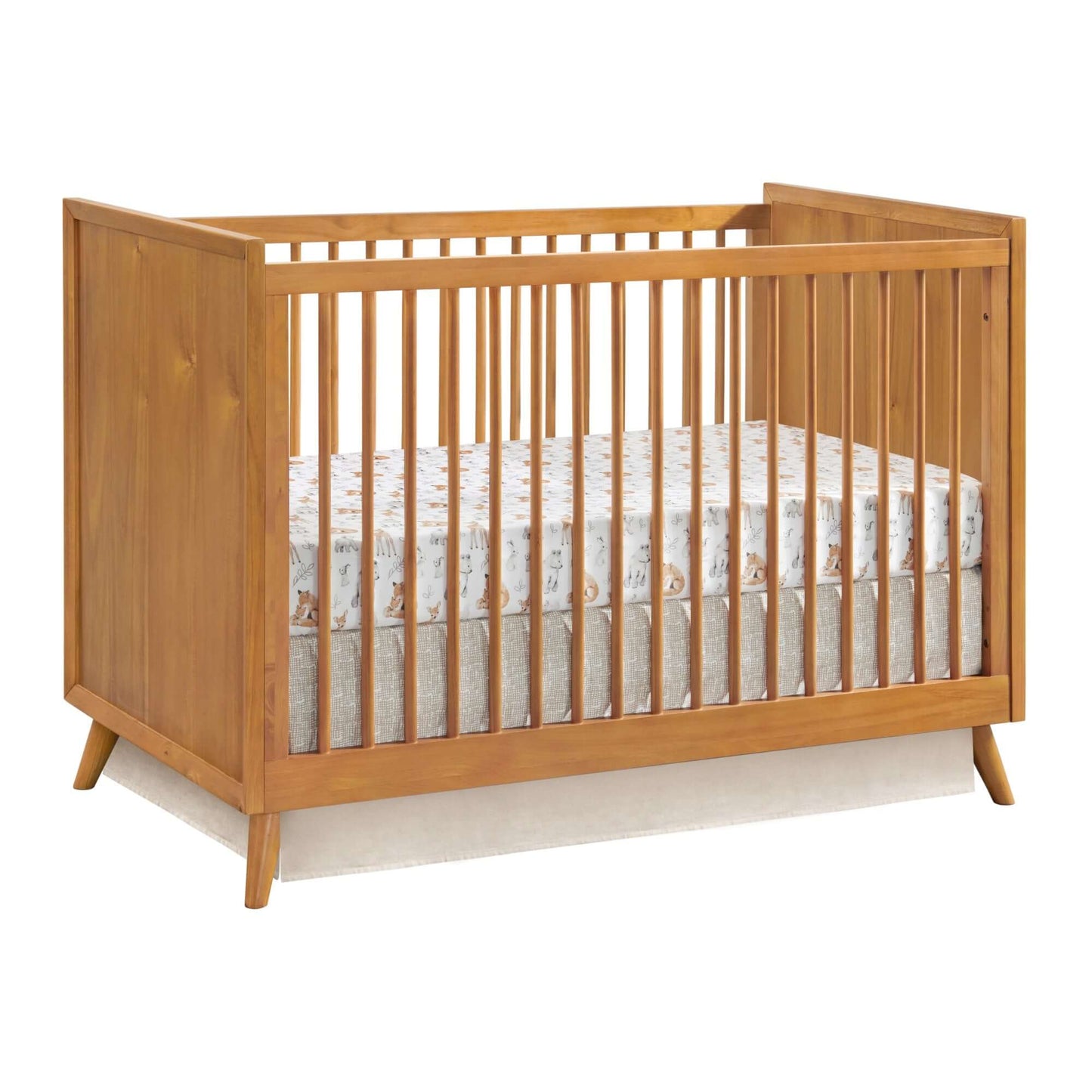 Dawson 3 In 1 Convertible Crib - Inclined Side View of Dawson 3 In 1 Convertible Crib Honey Brown