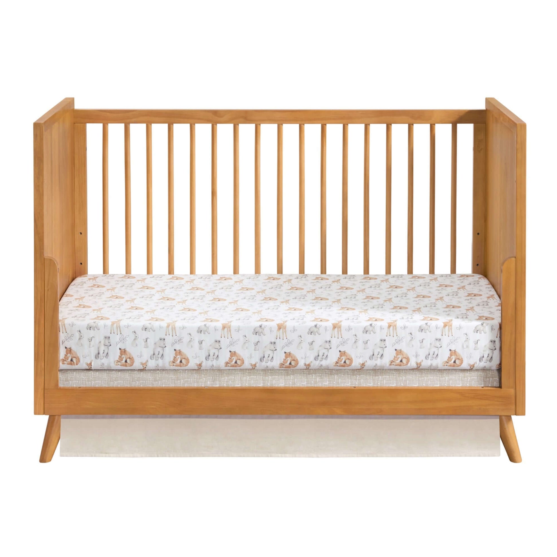 Dawson 3 In 1 Convertible Crib - Front View of Dawson Daybed Honey Brown