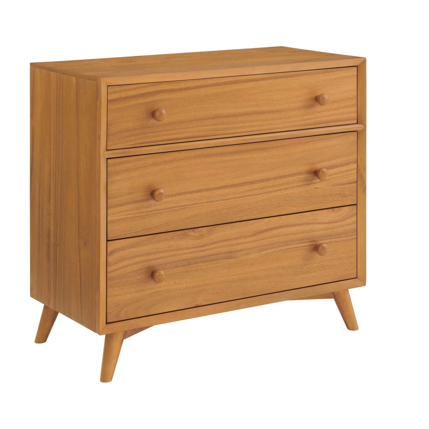 Dawson 3 Drawer Dresser - Inclined Side View of Dawson 3 Drawer Dresser Honey Brown
