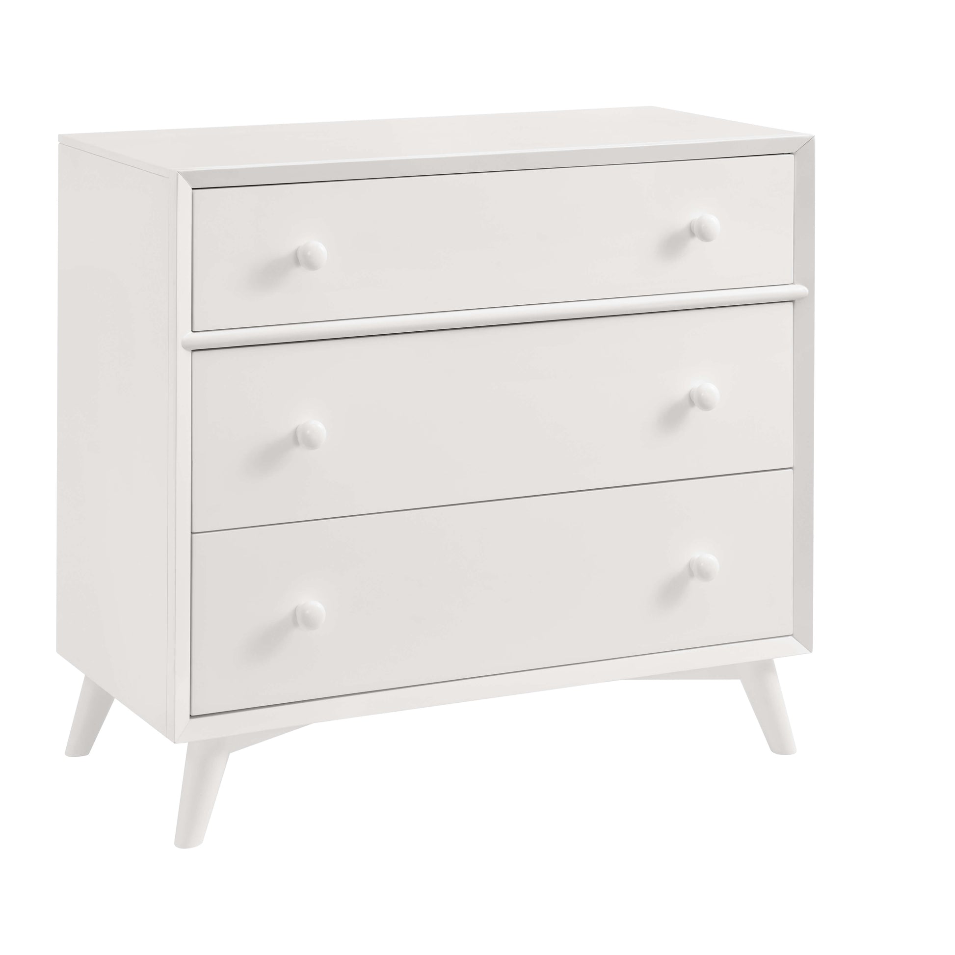 Dawson 3 Drawer Dresser - Inclined Side View of Dawson 3 Drawer Dresser White