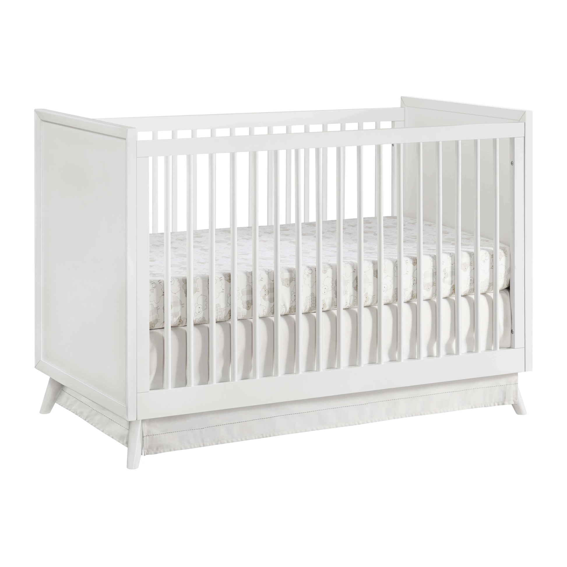 Dawson 3 In 1 Convertible Crib - Inclined Side View of Dawson 3 In 1 Convertible Crib White