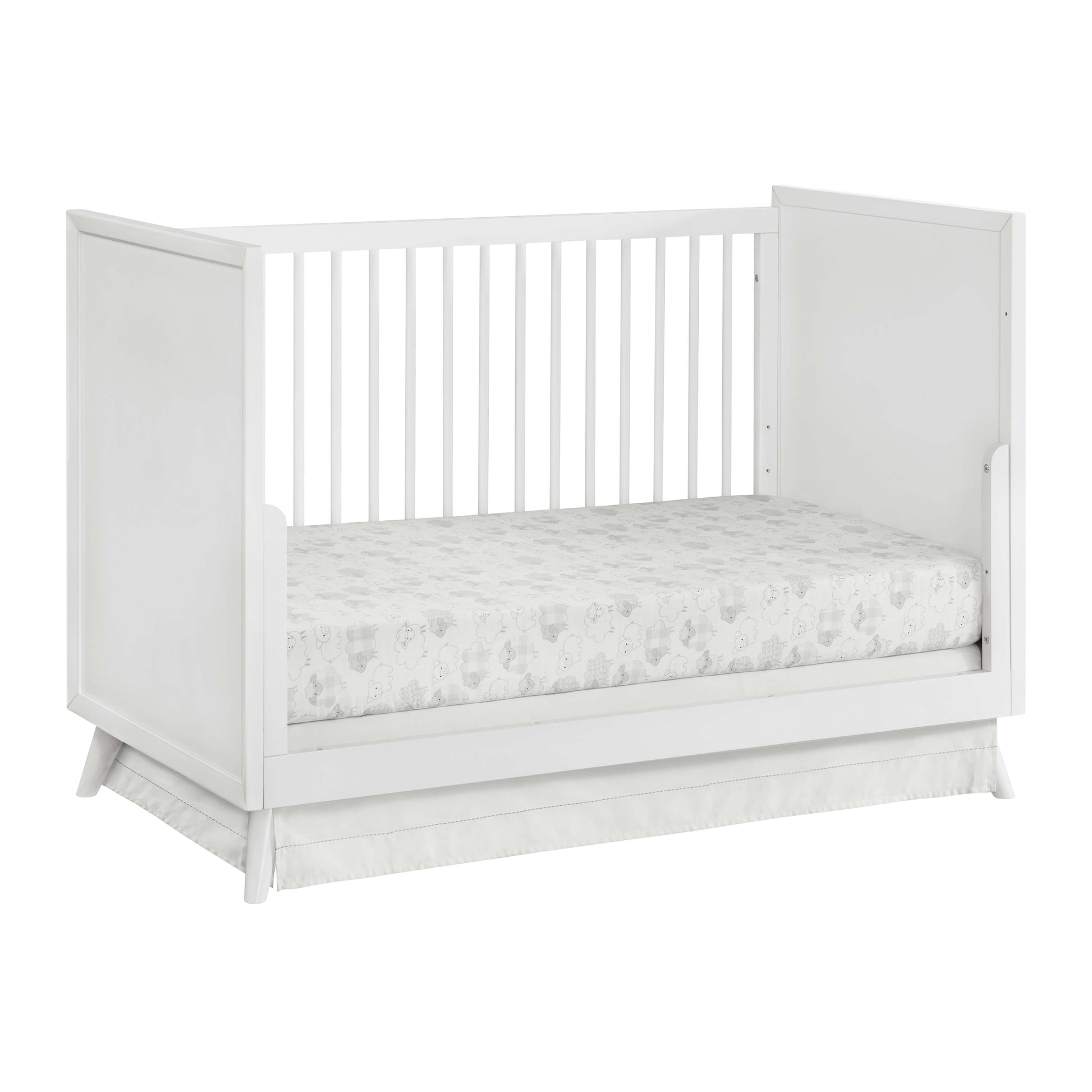 Dawson 3 In 1 Convertible Crib - Front View of Dawson Daybed White