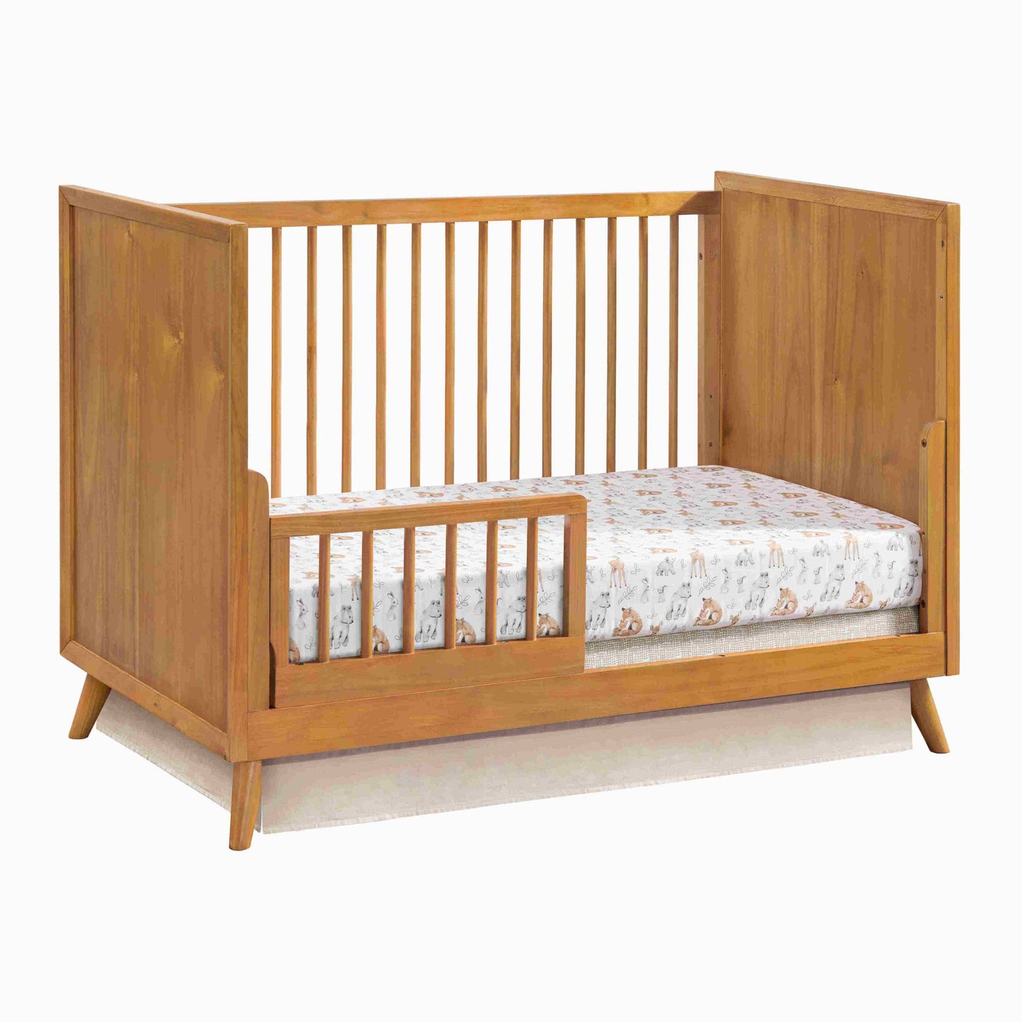 Dawson Guard Rail - Inclined Side View of Dawson Crib with Dawson Guard Rail Honey-1