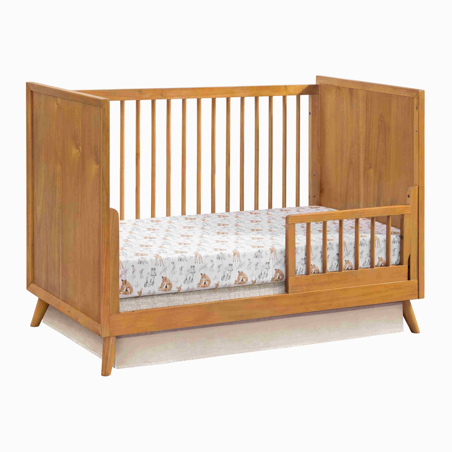 Dawson Guard Rail - Inclined Side View of Dawson Crib with Dawson Guard Rail Honey