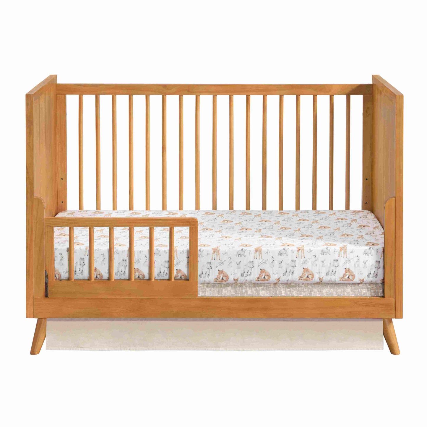 Dawson Guard Rail - Front View of Dawson Crib with Dawson Guard Rail Honey-1