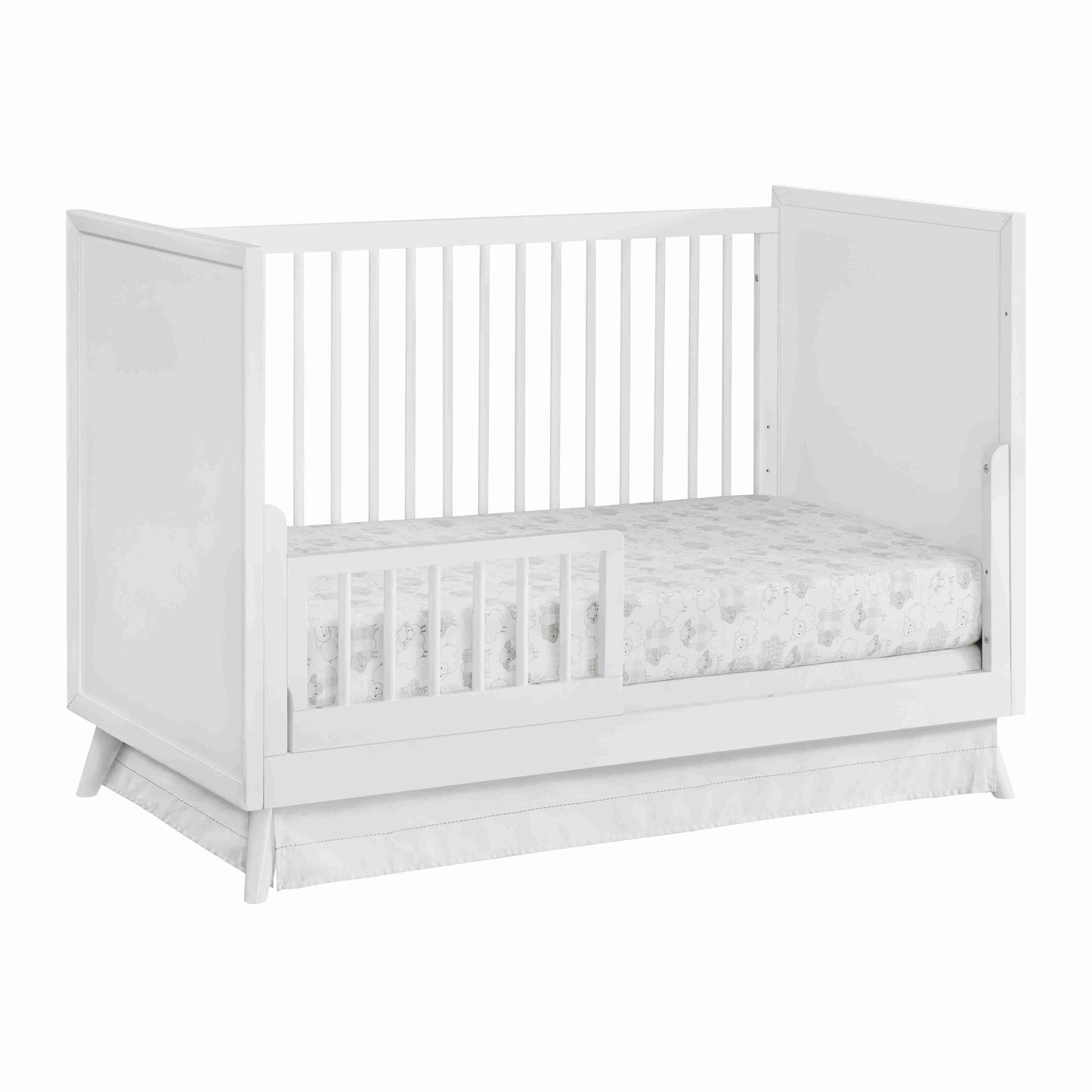 Dawson Guard Rail - Inclined Side View of Dawson Crib with Dawson Guard Rail White