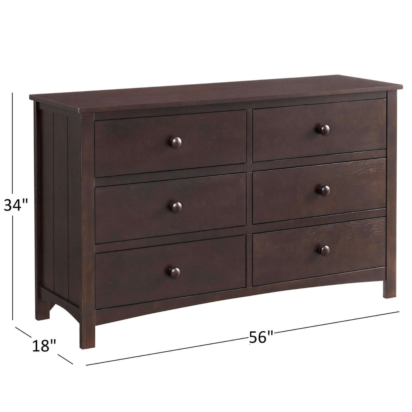 Universal 6-Drawer Dresser - Dimension Image of Universal 6-Drawer Dresser Espresso