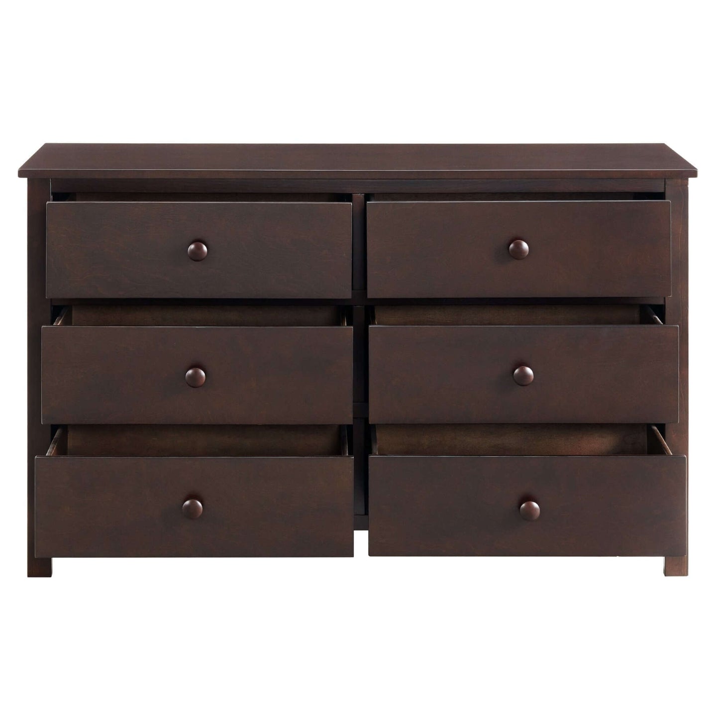 Universal 6-Drawer Dresser - Front View of Open Drawer Universal 6-Drawer Dresser Espresso