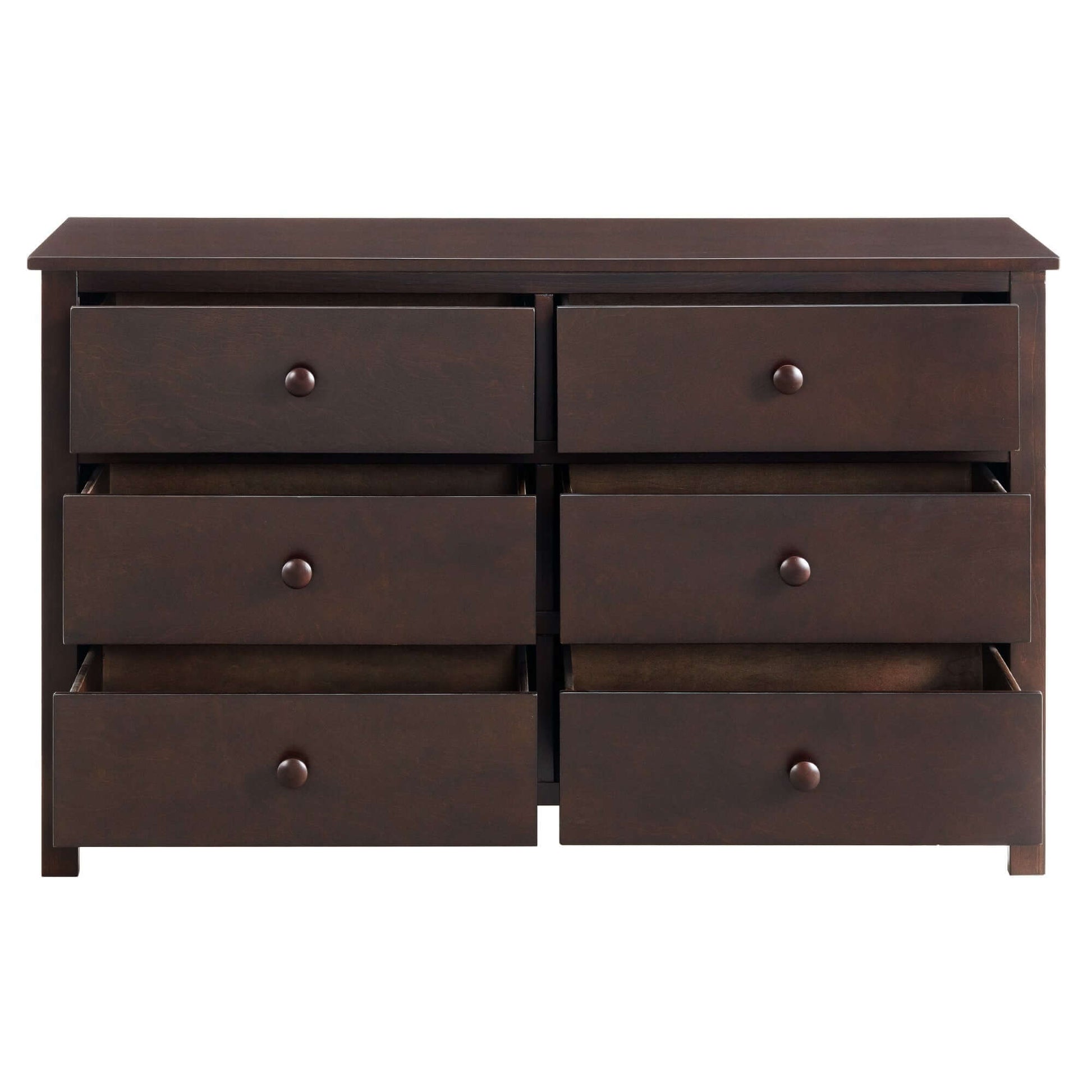 Universal 6-Drawer Dresser - Front View of Open Drawer Universal 6-Drawer Dresser Espresso