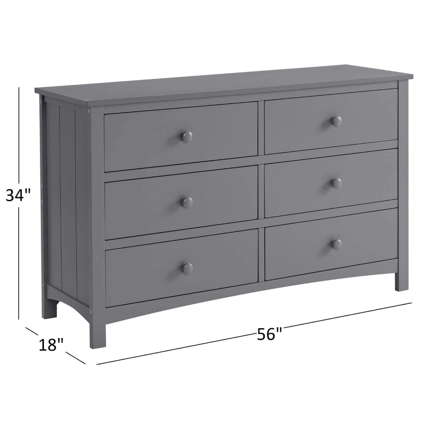 Universal 6-Drawer Dresser - Dimension Image of Universal 6-Drawer Dresser Dove gray