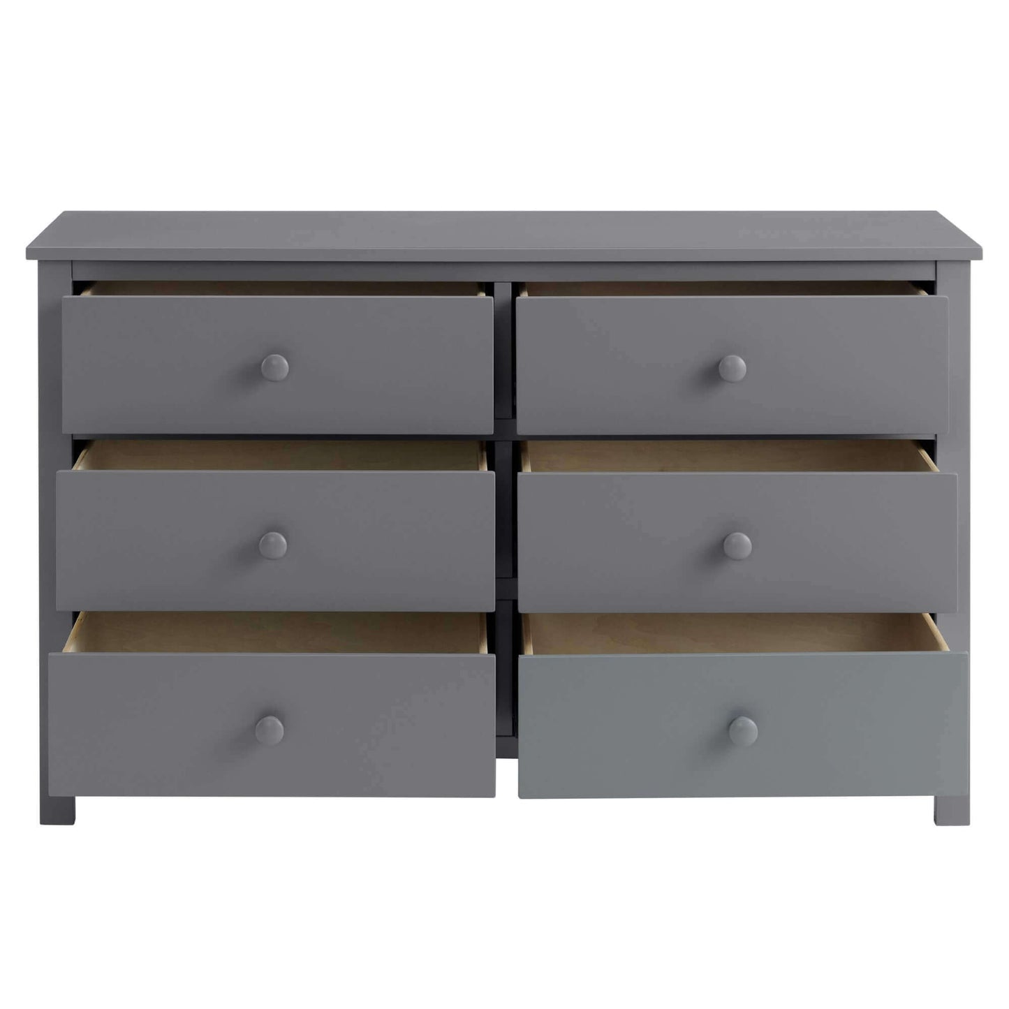 Universal 6-Drawer Dresser - Front View of Open Drawer Universal 6-Drawer Dresser Dove gray