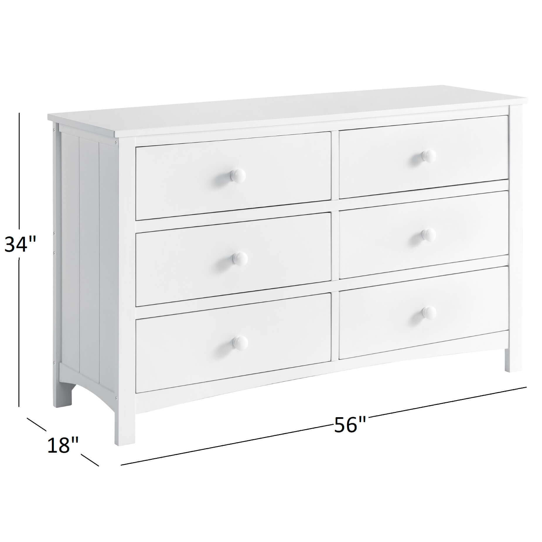 Universal 6-Drawer Dresser - Dimension Image of Universal 6-Drawer Dresser Snow White