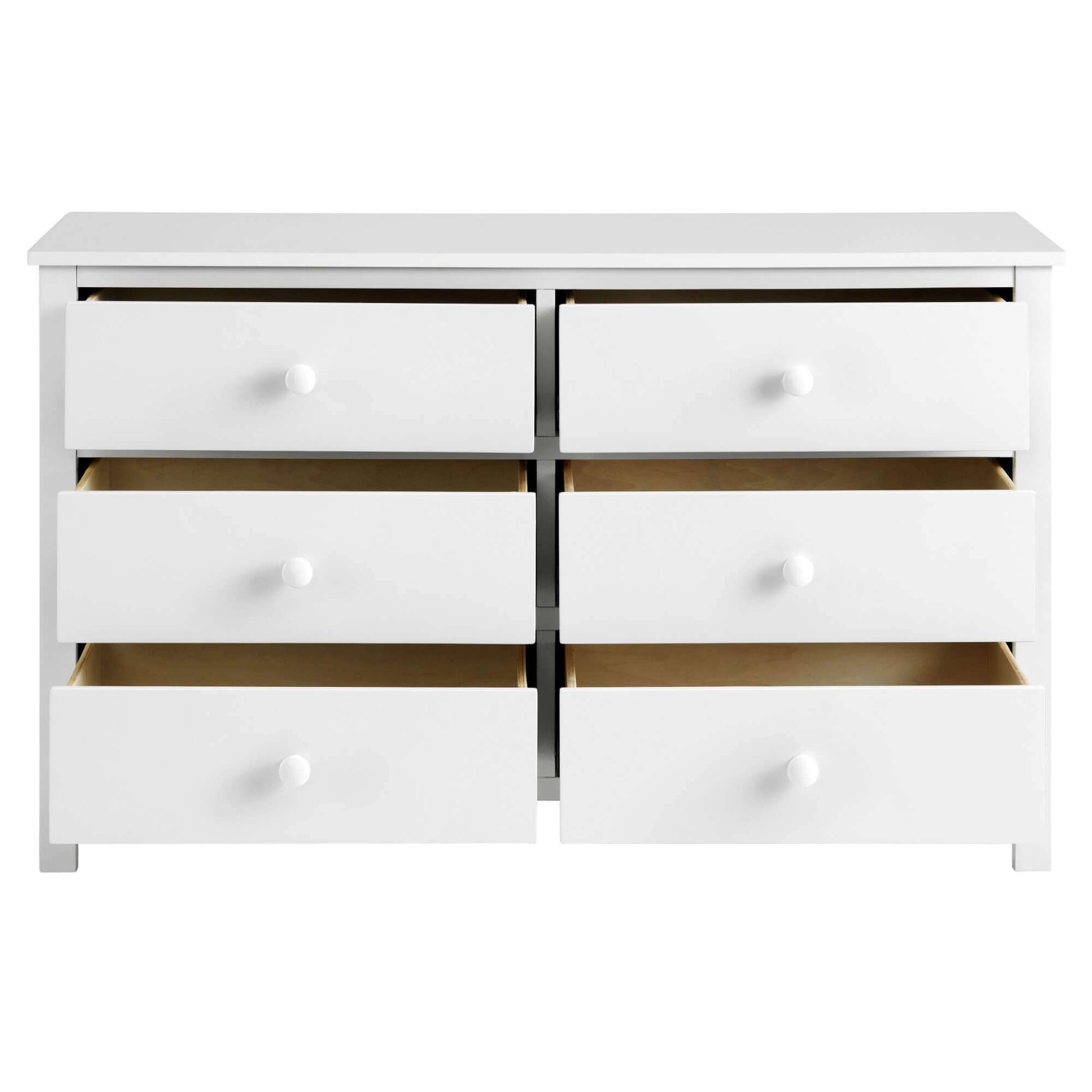 Universal 6-Drawer Dresser - Front View of Open Drawer Universal 6-Drawer Dresser Snow White