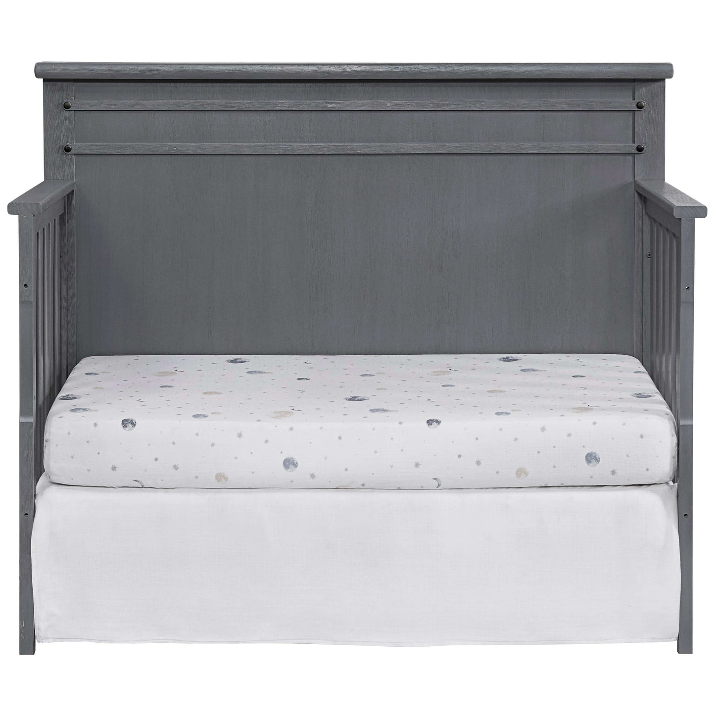 Ellison 4 In 1 Convertible Crib - Front View of Ellison Daybed Ash Gray