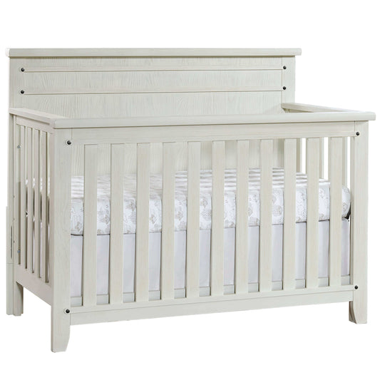 Ellison 4 In 1 Convertible Crib - Inclined Side View of Ellison 4 In 1 Convertible Crib Rustic White