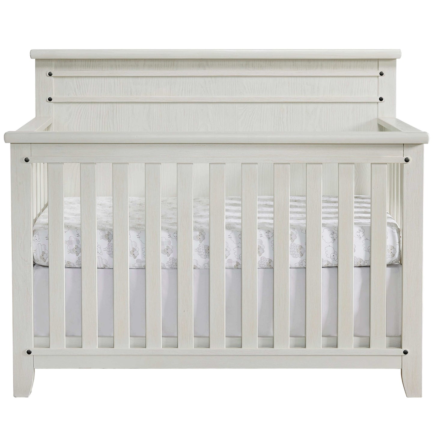 Ellison 4 In 1 Convertible Crib - Front View of Ellison 4 In 1 Convertible Crib Rustic White