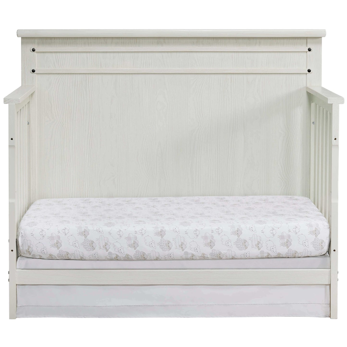Ellison 4 In 1 Convertible Crib - Front View of Ellison Daybed Rustic White