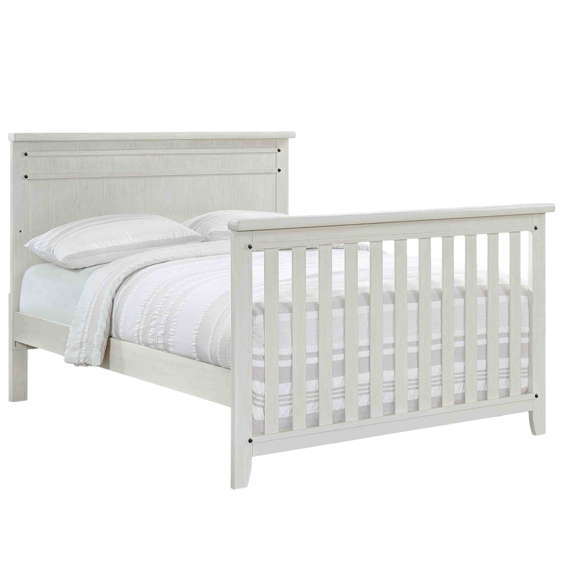 Ellison Full Bed Conversion Kit - Inclined Side View of Ellison Full Sized Bed White