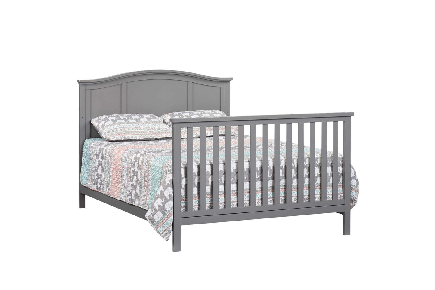 Emerson 4-in-1 Convertible Crib - Inclined Side View of Emerson Full Sized Bed Snow White