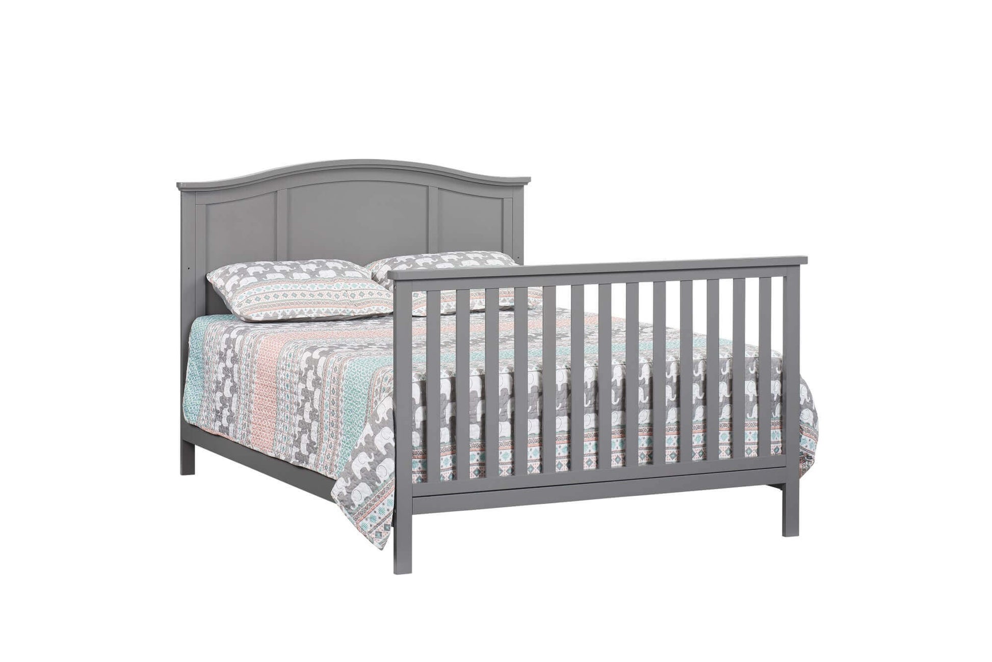 Emerson 4-in-1 Convertible Crib - Inclined Side View of Emerson Full Sized Bed Snow White