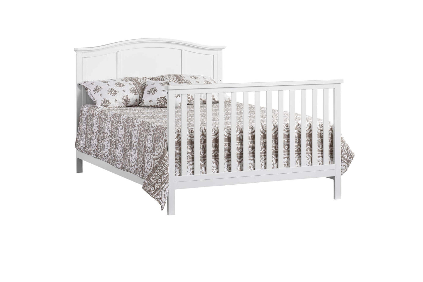 Emerson 4-in-1 Convertible Crib - Inclined Side View of Emerson Full Sized Bed Snow White