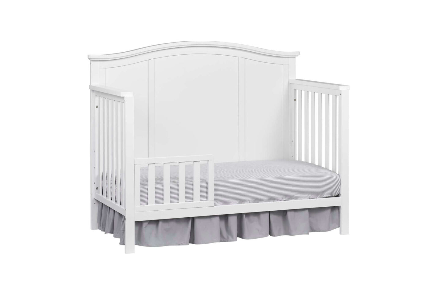 Emerson Guard Rail - Inclined Side View of Emerson Crib with Guard Rail White