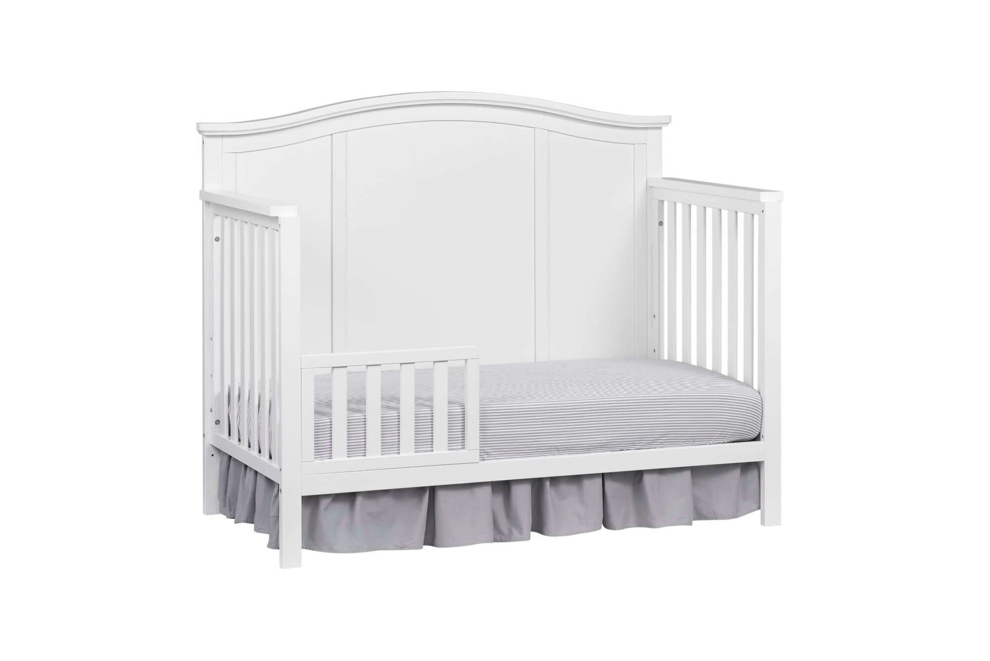 Emerson Guard Rail - Inclined Side View of Emerson Crib with Guard Rail White