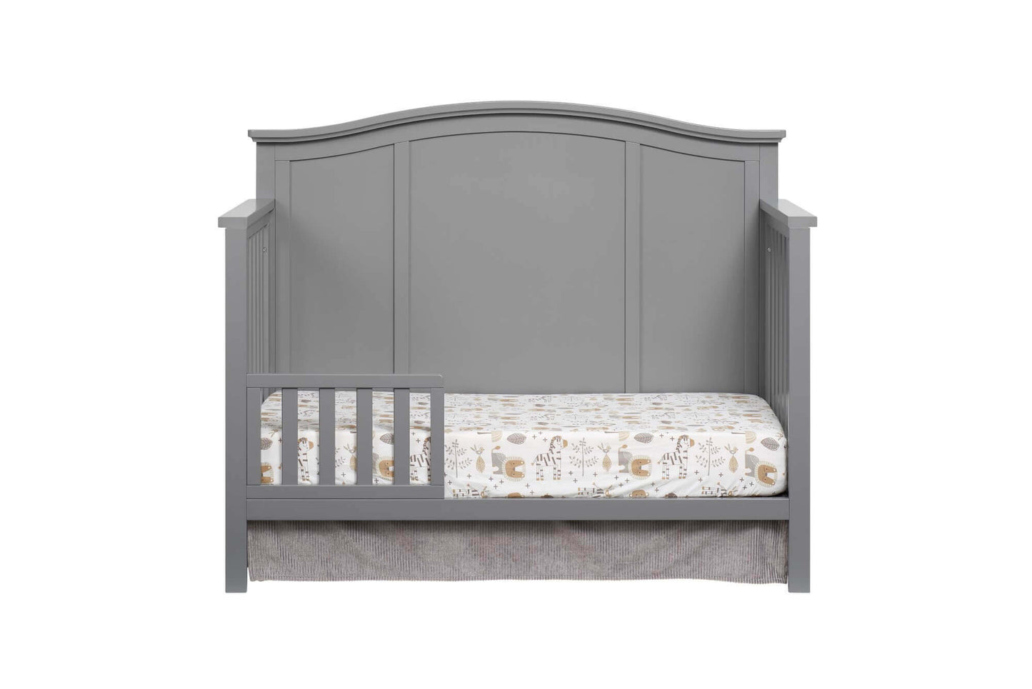 Emerson 4-in-1 Convertible Crib - Front View of Emerson 4-in-1 Convertible Crib Snow White with Guard Rail