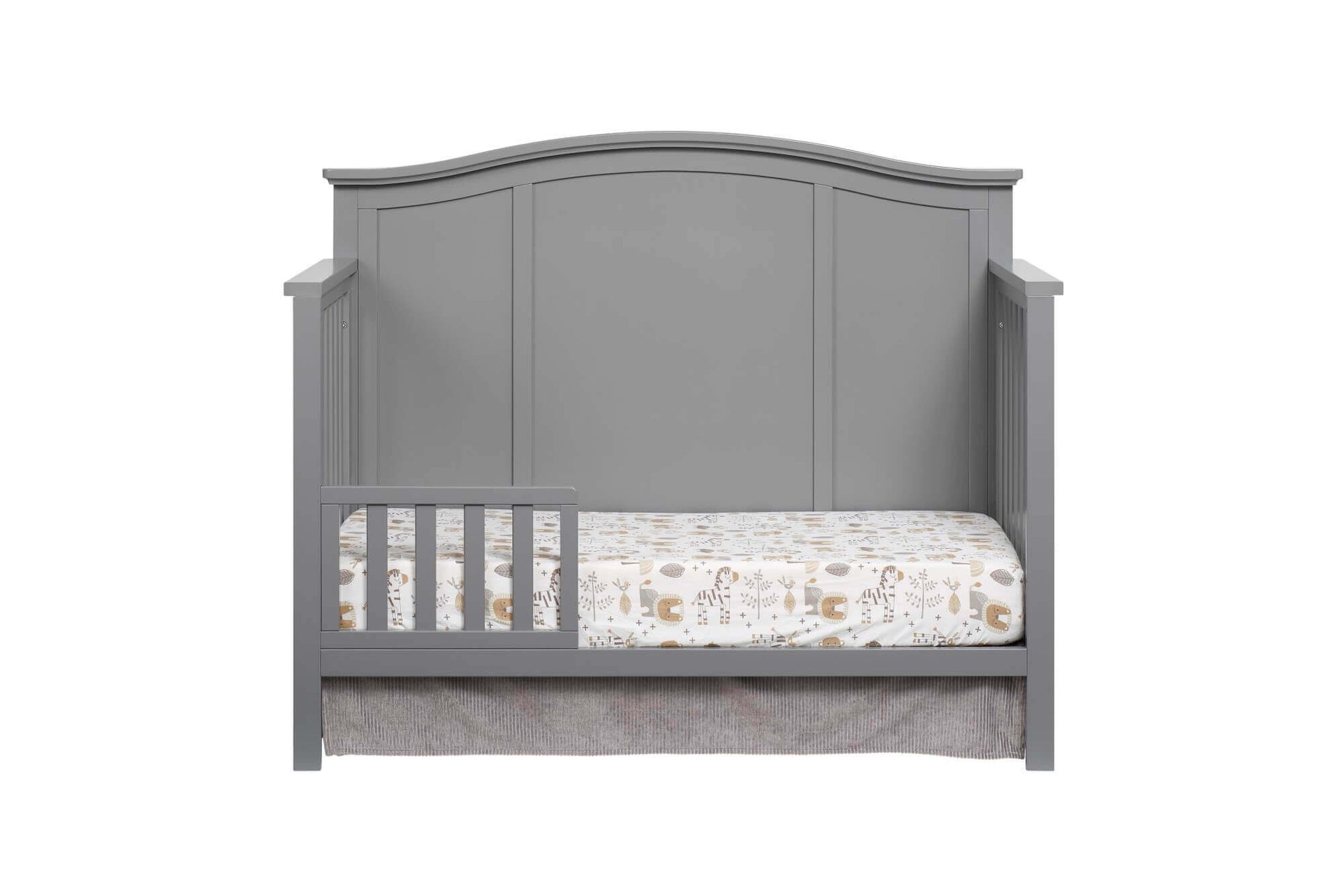 Emerson 4-in-1 Convertible Crib - Front View of Emerson 4-in-1 Convertible Crib Snow White with Guard Rail
