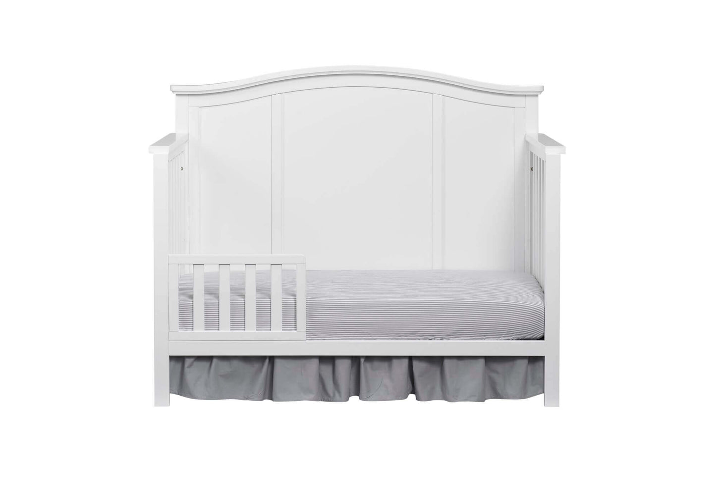 Emerson 4-in-1 Convertible Crib - Front View of Emerson 4-in-1 Convertible Crib Snow White with Guard Rail