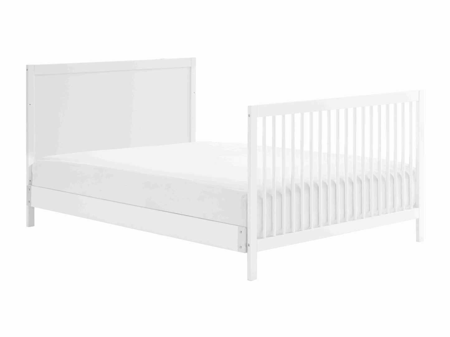 Essential 4 in 1 Island Crib - Side View of Toddler Bed White